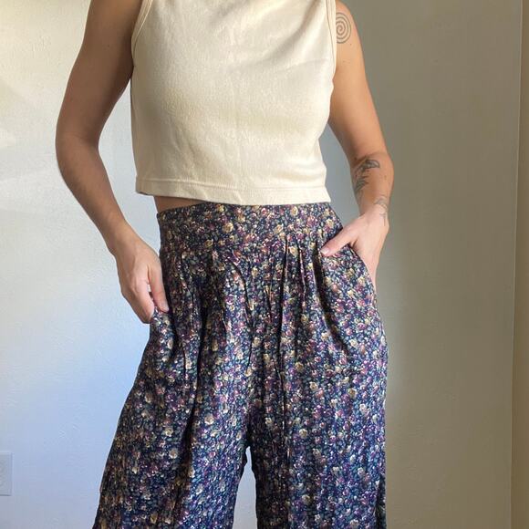 Vintage Flowy Floral Straight Leg Pants - Picture 1 of 8